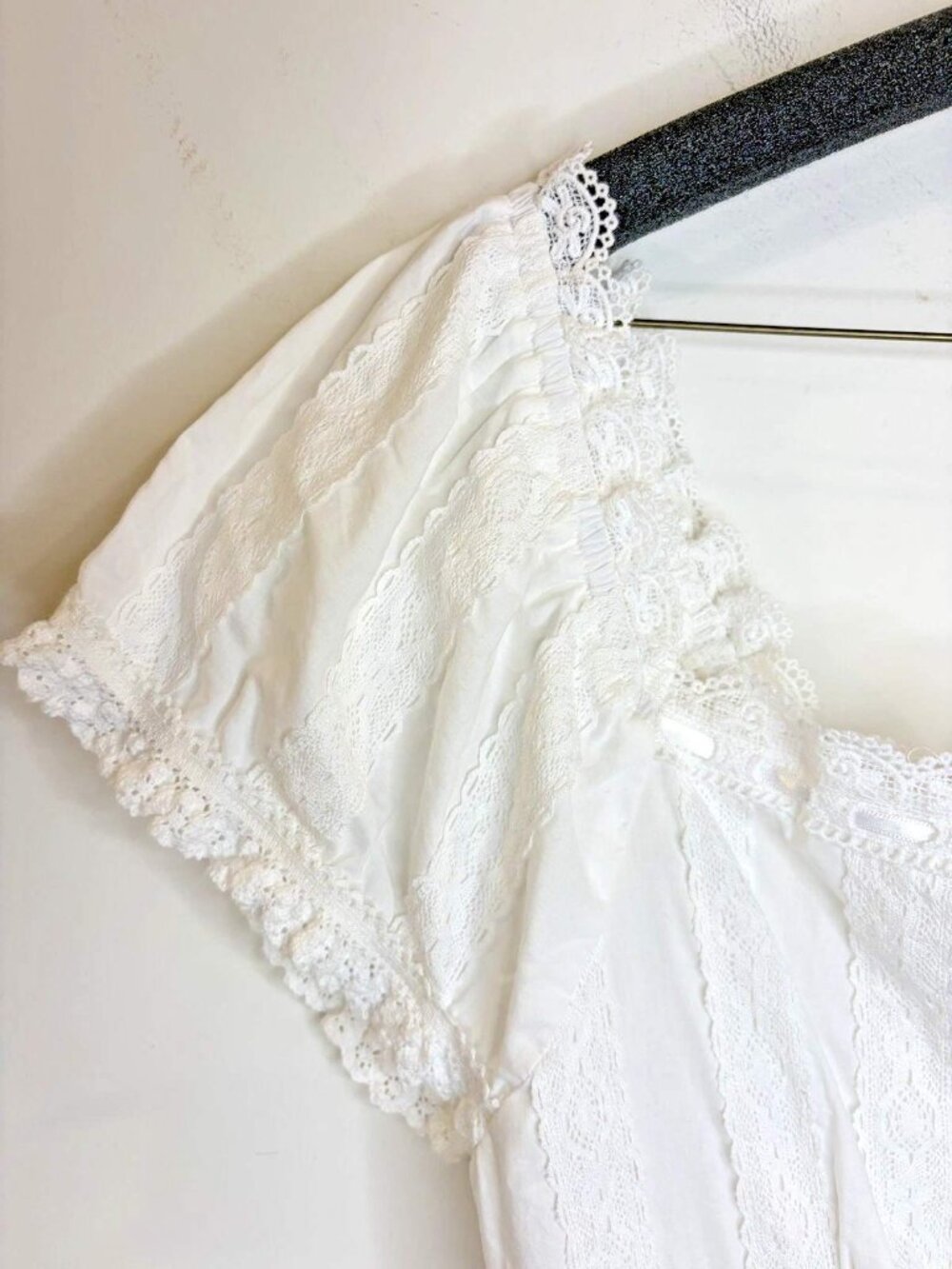 NWT Caroline Constas White Lace Cotton Midi Dress M Cottagecore Boho Milkmaid - Picture 8 of 16
